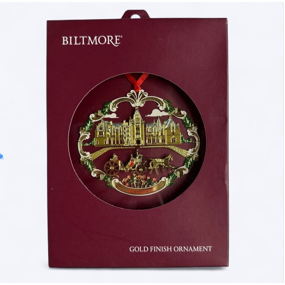 Biltmore Estate 3D‎ Christmas Ornament House Carriage Cutout Gold Finish 2006